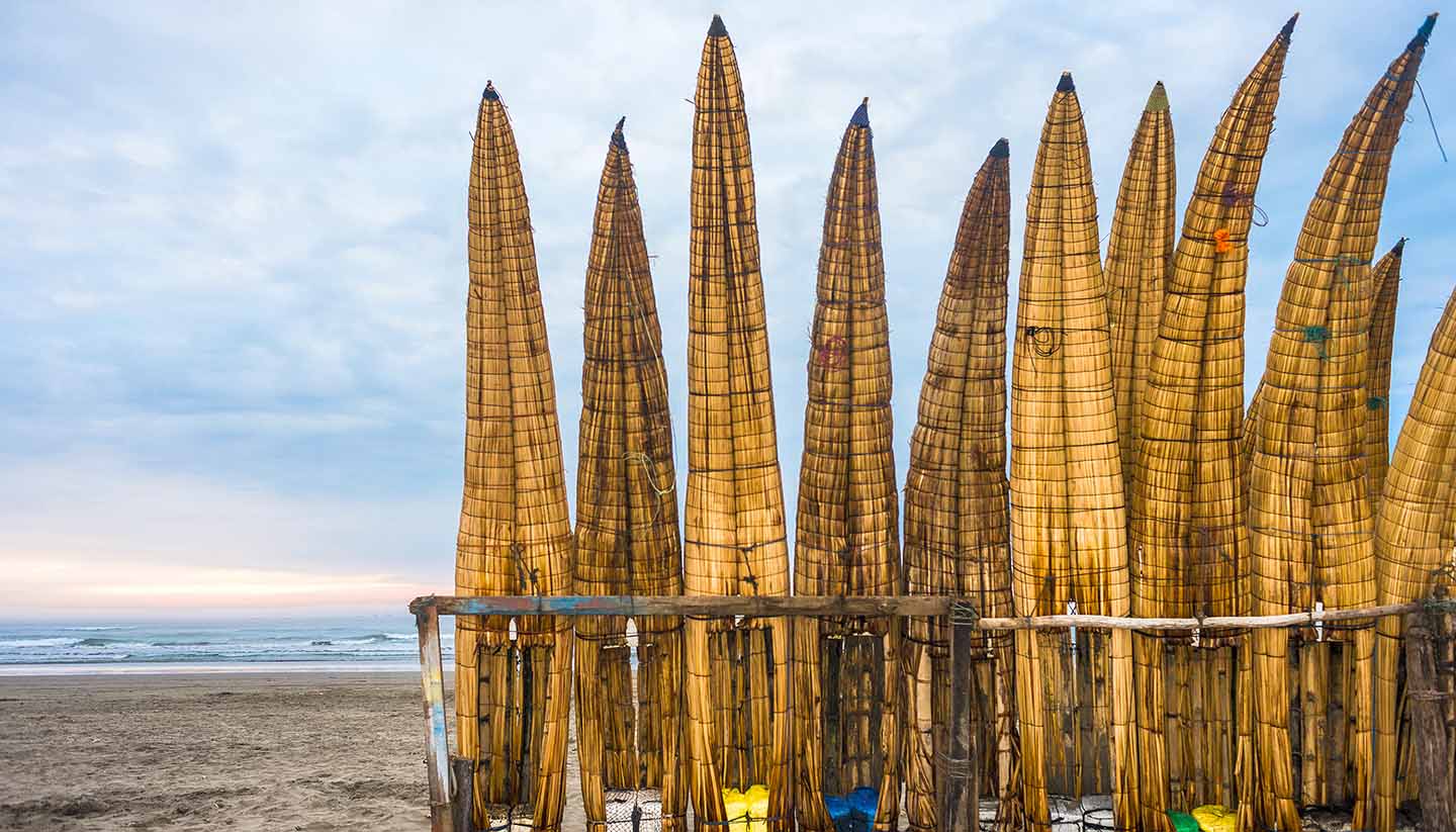 Peru - Traditional Peruvian Reed Boats in Peru